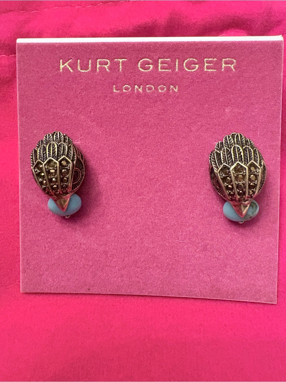 Kurt Geiger Eagle Head Studs with Turquoise Drops NWT